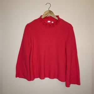 💫GAP Pink Ruffle Crewneck Sweater Size Small Petite